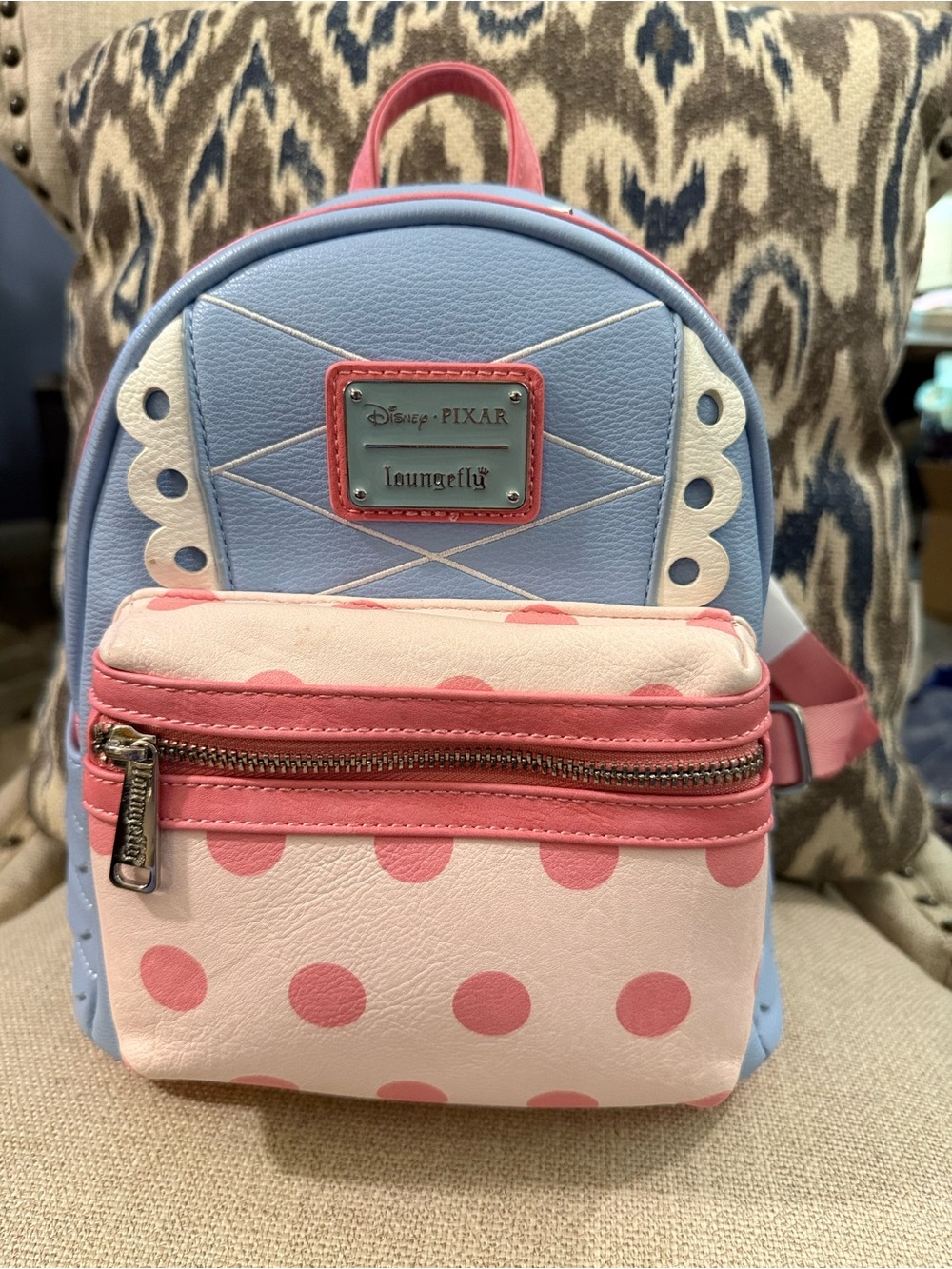 Loungefly Disney•Pixar Pastel Blue and Pink Polka Dot Kids Mini Backpack